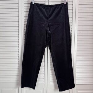 Eileen Fisher Velvet Straight Leg Black Pants Side Zipper Size Medium